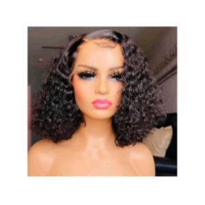 Perruque Cheveux naturel Frisé Noir Frontal
