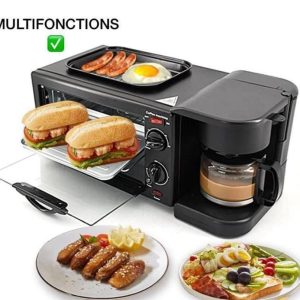 3 dans 1 Électrique Petit Appareil Multifonction cafetière poêle mini four ménage pain pizza four poêle