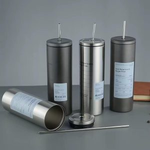 Thermos portatif en inox avec couvercle plus paille